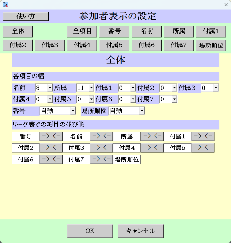 [参加者表示の設定]画面