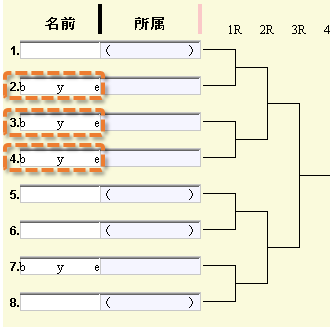 参加者がいないところにbyeを入力